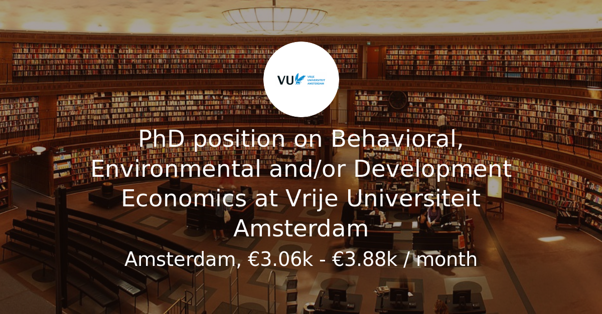 VU Amsterdam: Apply by 31 July 2026