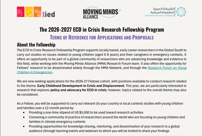 2027 Early Childhood Development in Crisis Research Fellowship