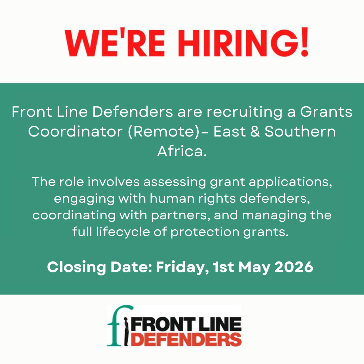 East &amp; Southern Africa: Permanent Fully Remote Role, Apply by 1 May 2026