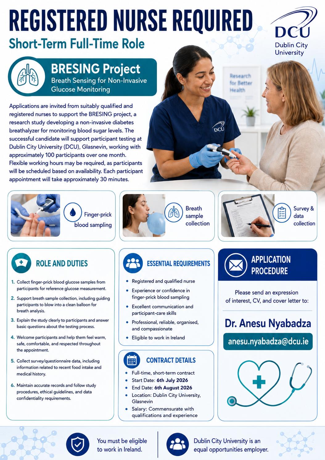Term Registered Nurse Role for Groundbreaking 2026 Non-Invasive Diabetes Research Project: