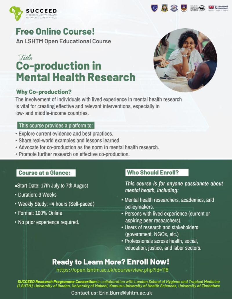 Production in Mental Health Research, Offered by the SUCCEED Africa Project 2026 company logo