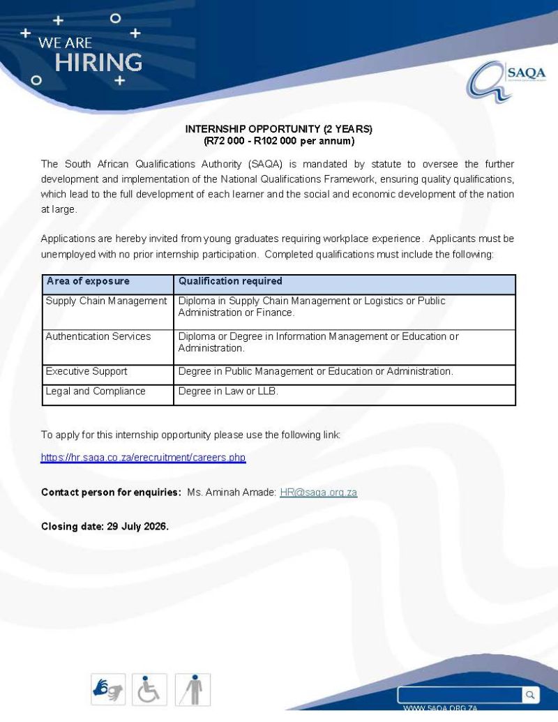 Year Graduate Internships in South Africa: Opportunities Available for Unemployed Graduates