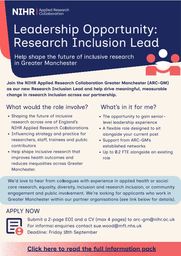 GM) is looking for a Research Inclusion Lead: Apply by 18 September 2026