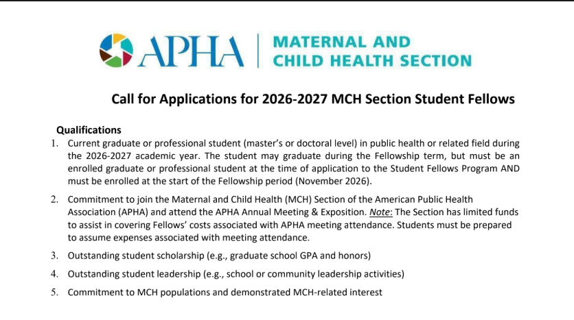 2027 Maternal &amp; Child Health Student Fellowship Program: Future Public Health Leaders Invited to Apply company logo