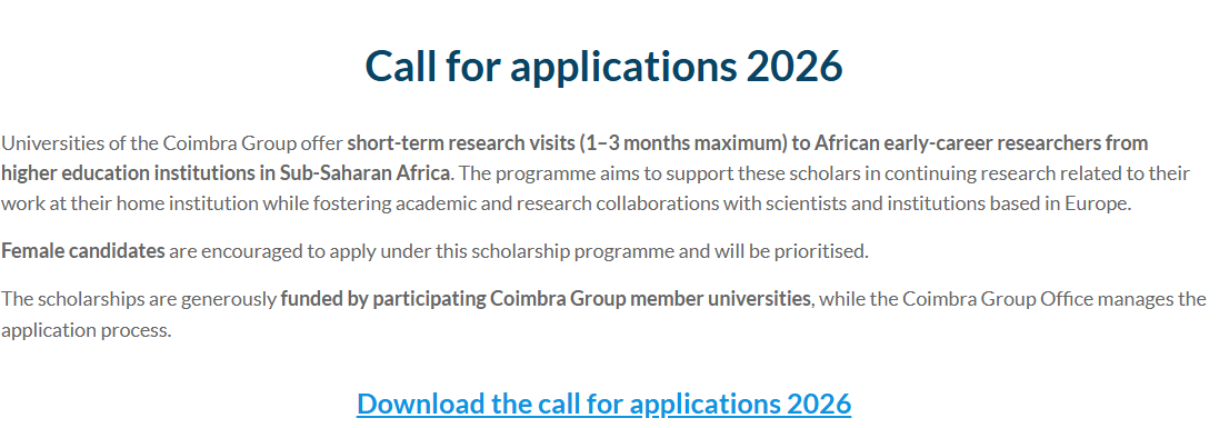 Term Research Grants for Sub-Saharan Africa 2027: Fully Funded Research Visits to Leading European Universities company logo