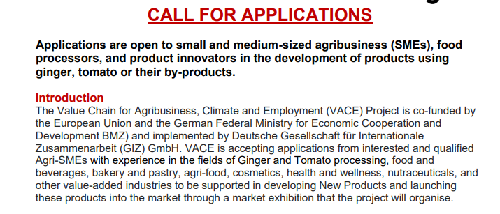 Food SMEs to Develop New Ginger and Tomato Products in Nigeria (2026) company logo