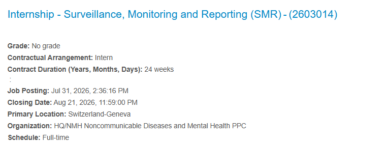Week Opportunity for Public Health and Data Science Students company logo
